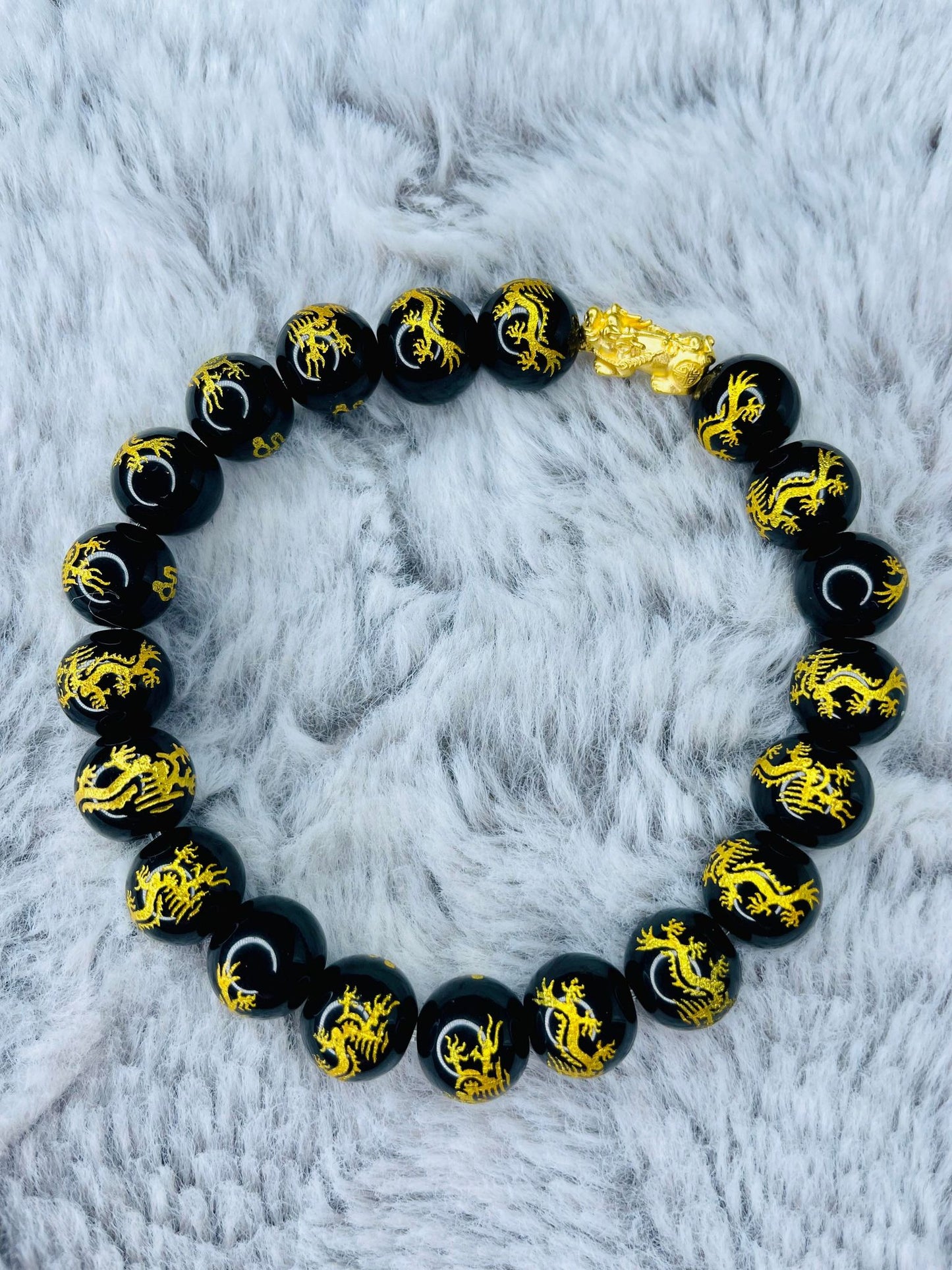Pure 24K Pi Yao (Pi Xiu) Gold in Dragon Mantra Bracelet