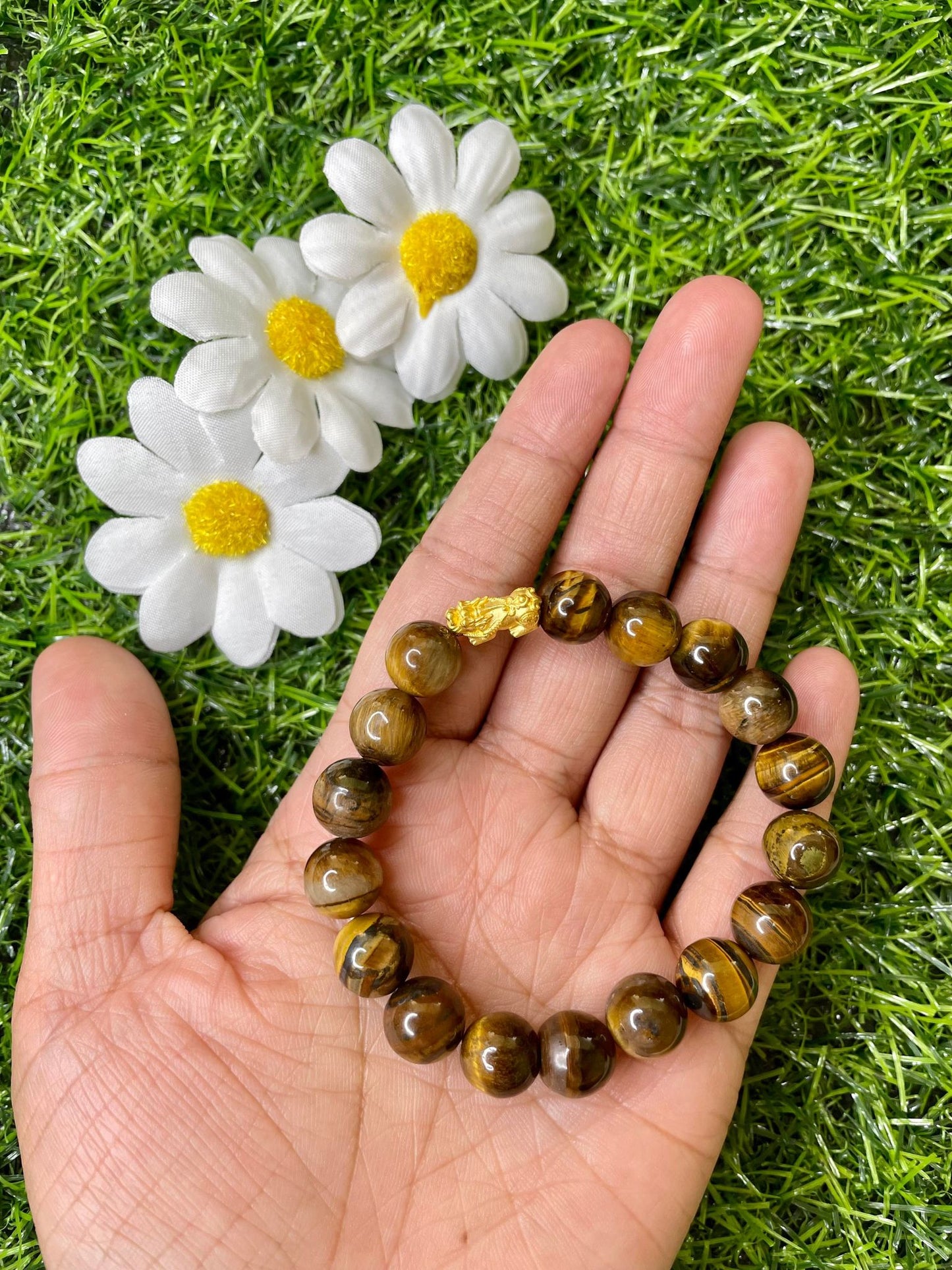 Tiger's Eye in Pure 24k Pi Yao (Pi Xiu) Bracelet