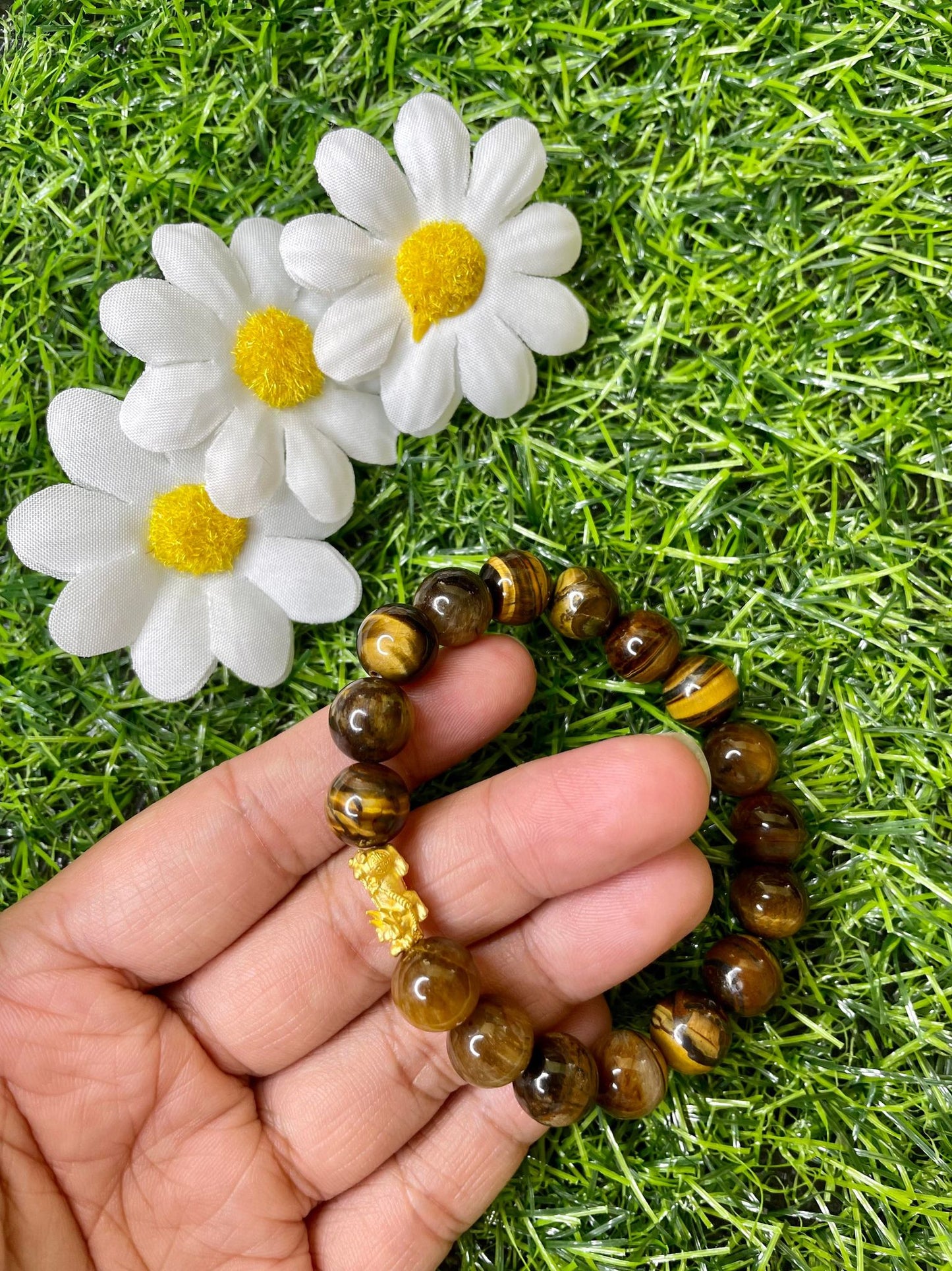 Tiger's Eye in Pure 24k Pi Yao (Pi Xiu) Bracelet