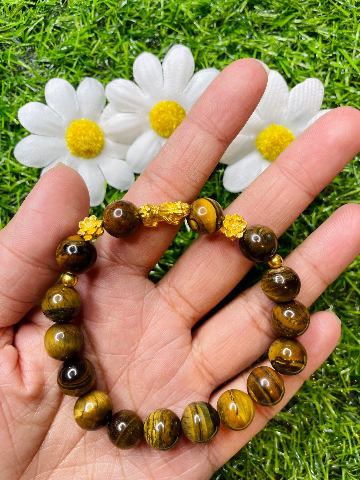 Tiger's Eye in Pure 24k Pi Yao (Pi Xiu) Bracelet