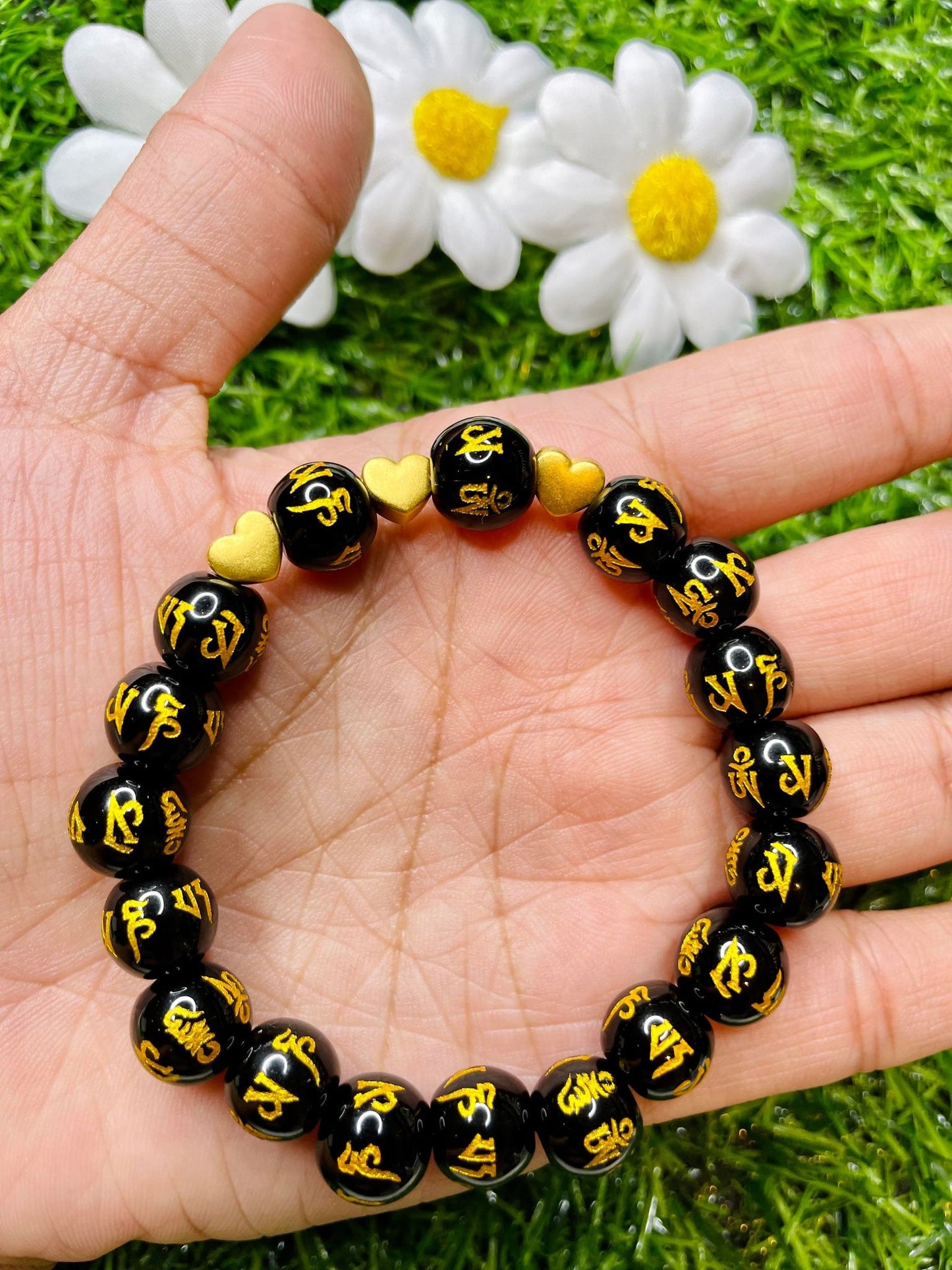 Real 24 karat Pi Yao Gold in Black Obsidian Bracelet