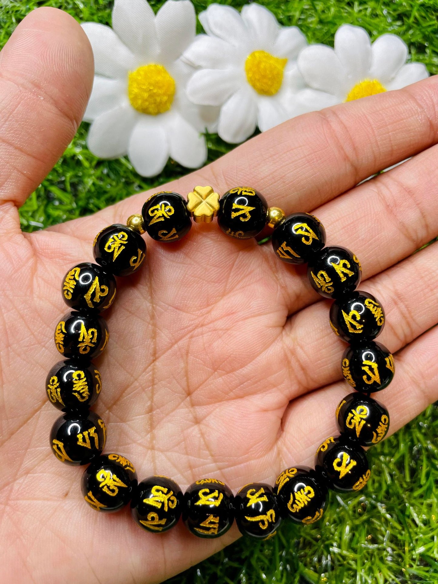 Real 24 karat Pi Yao Gold in Black Obsidian Bracelet