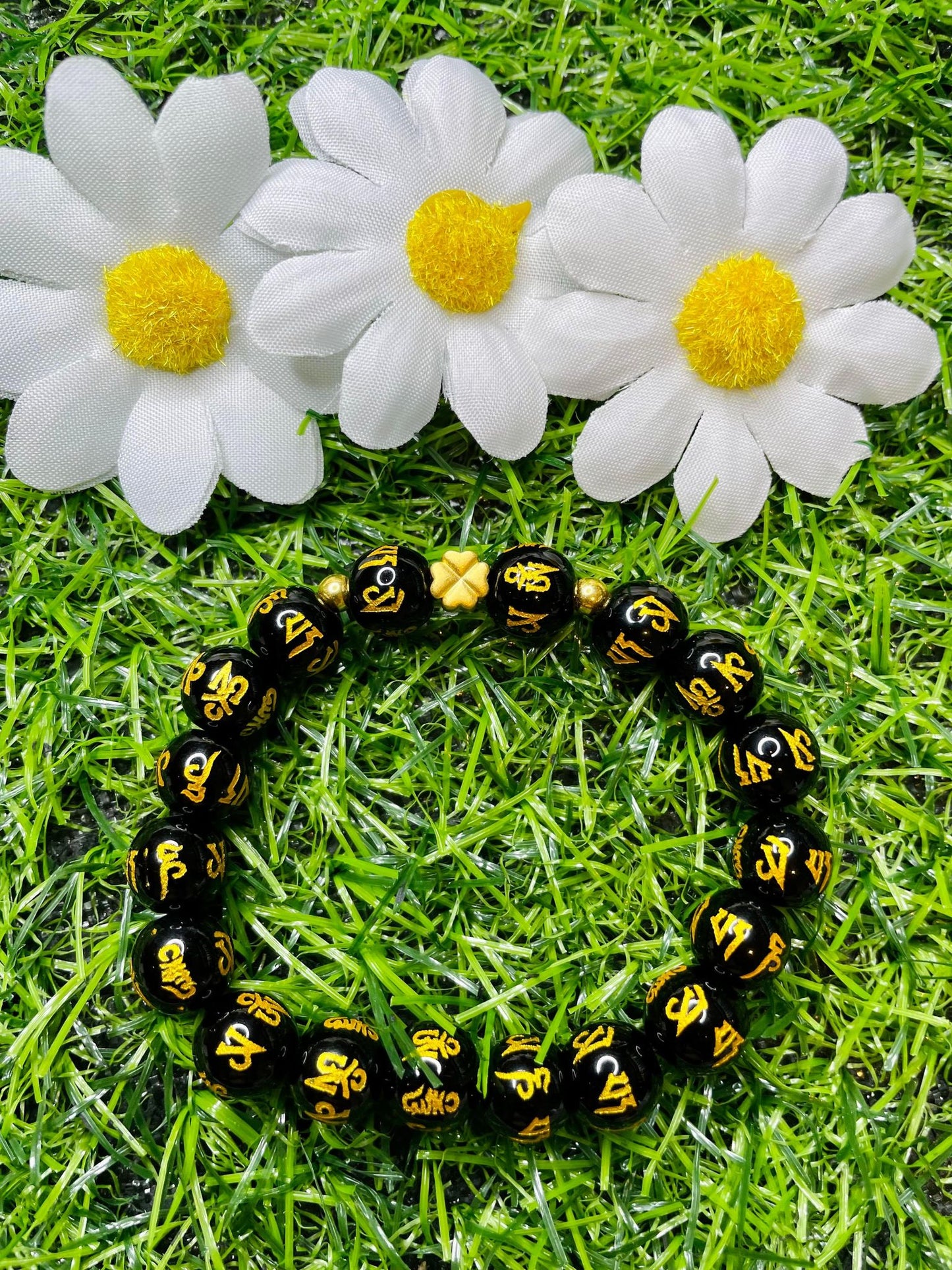 Real 24 karat Pi Yao Gold in Black Obsidian Bracelet