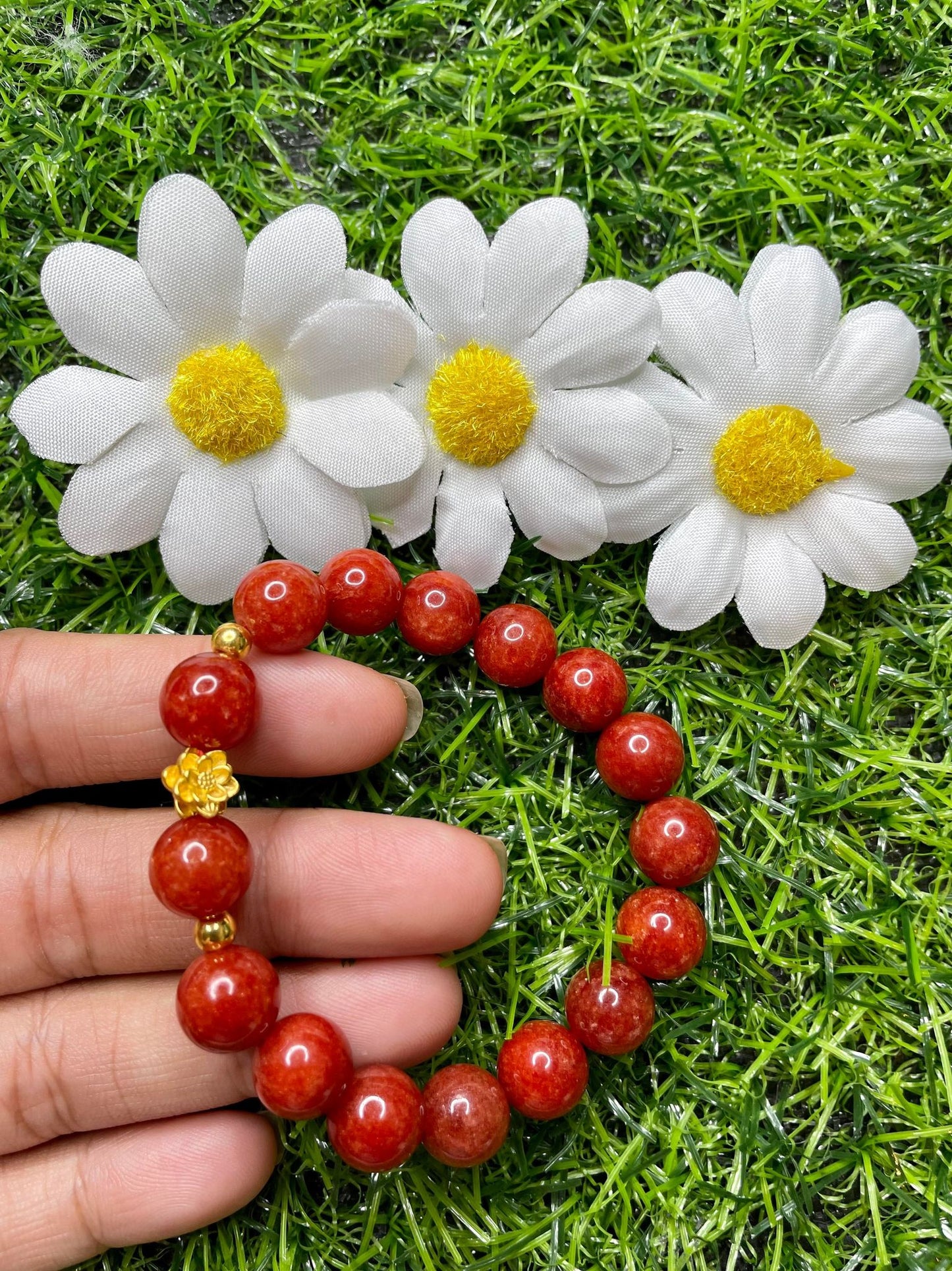 Red Coral in Pure 24K Pi Yao (Pi Xiu) Gold Bracelet
