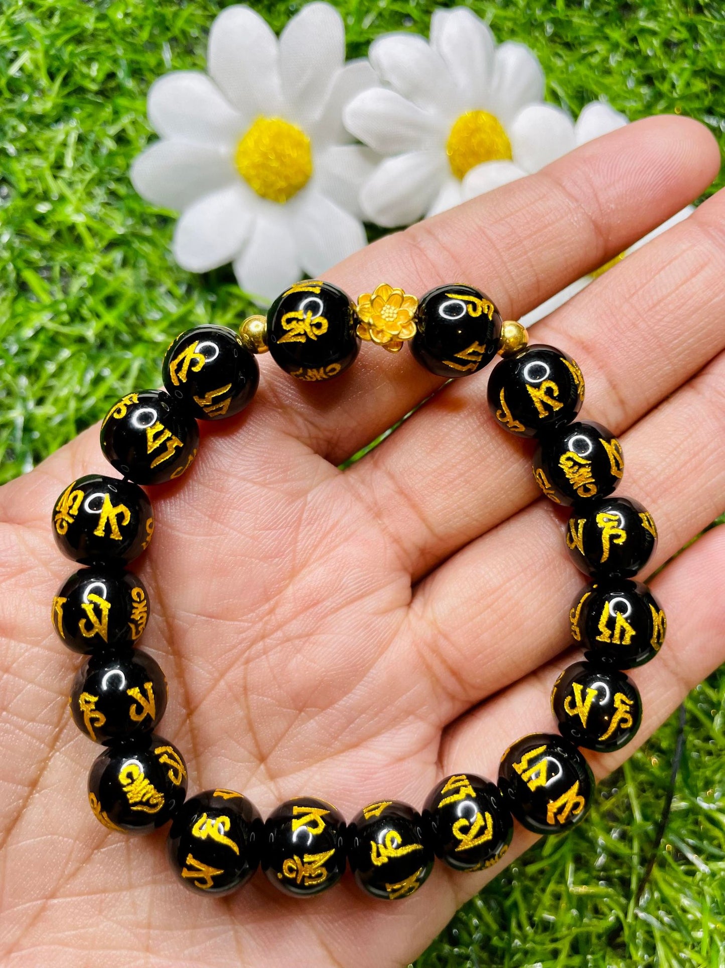 Real 24 karat Pi Yao Gold in Black Obsidian Bracelet