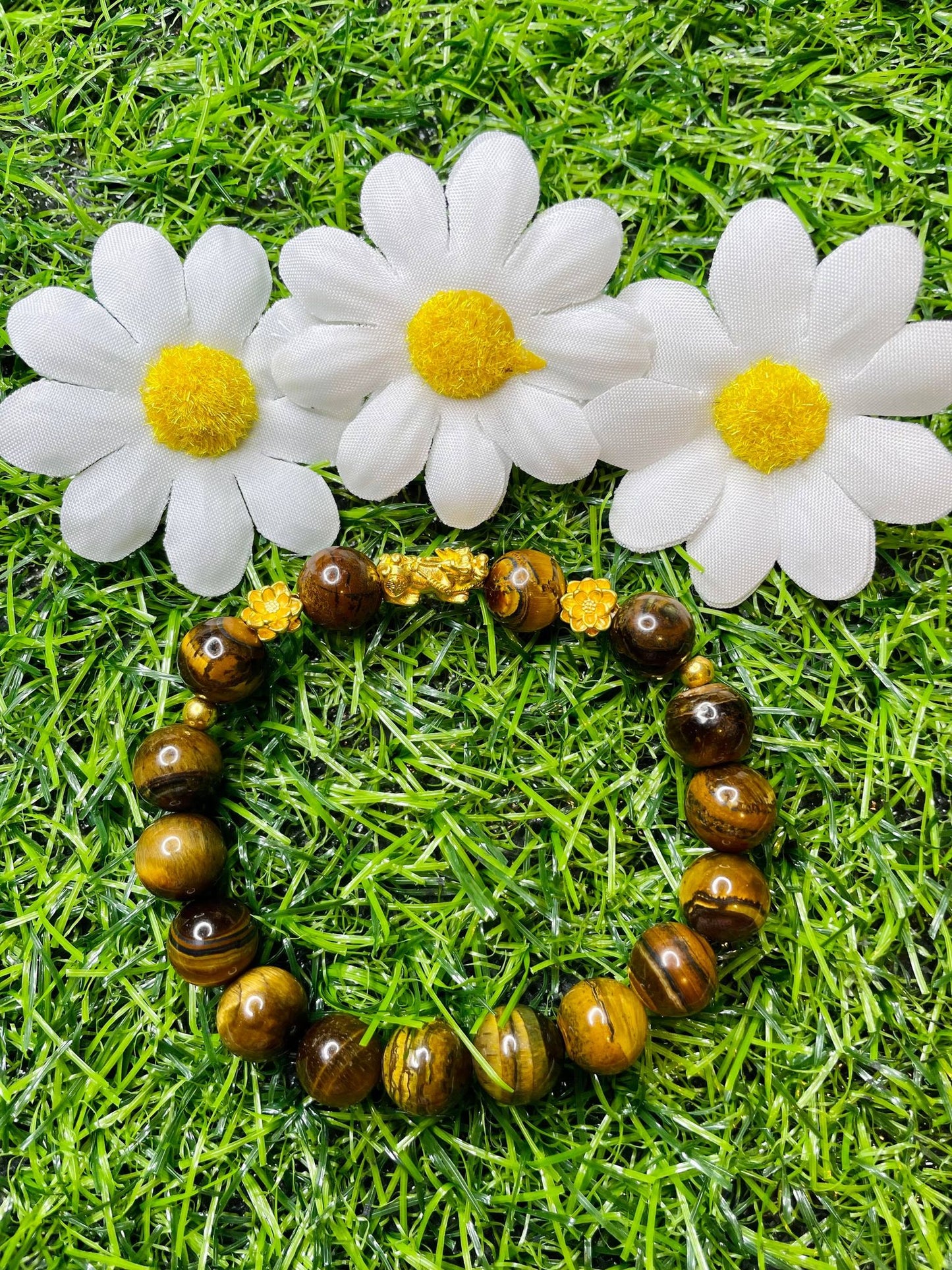 Tiger's Eye in Pure 24k Pi Yao (Pi Xiu) Bracelet