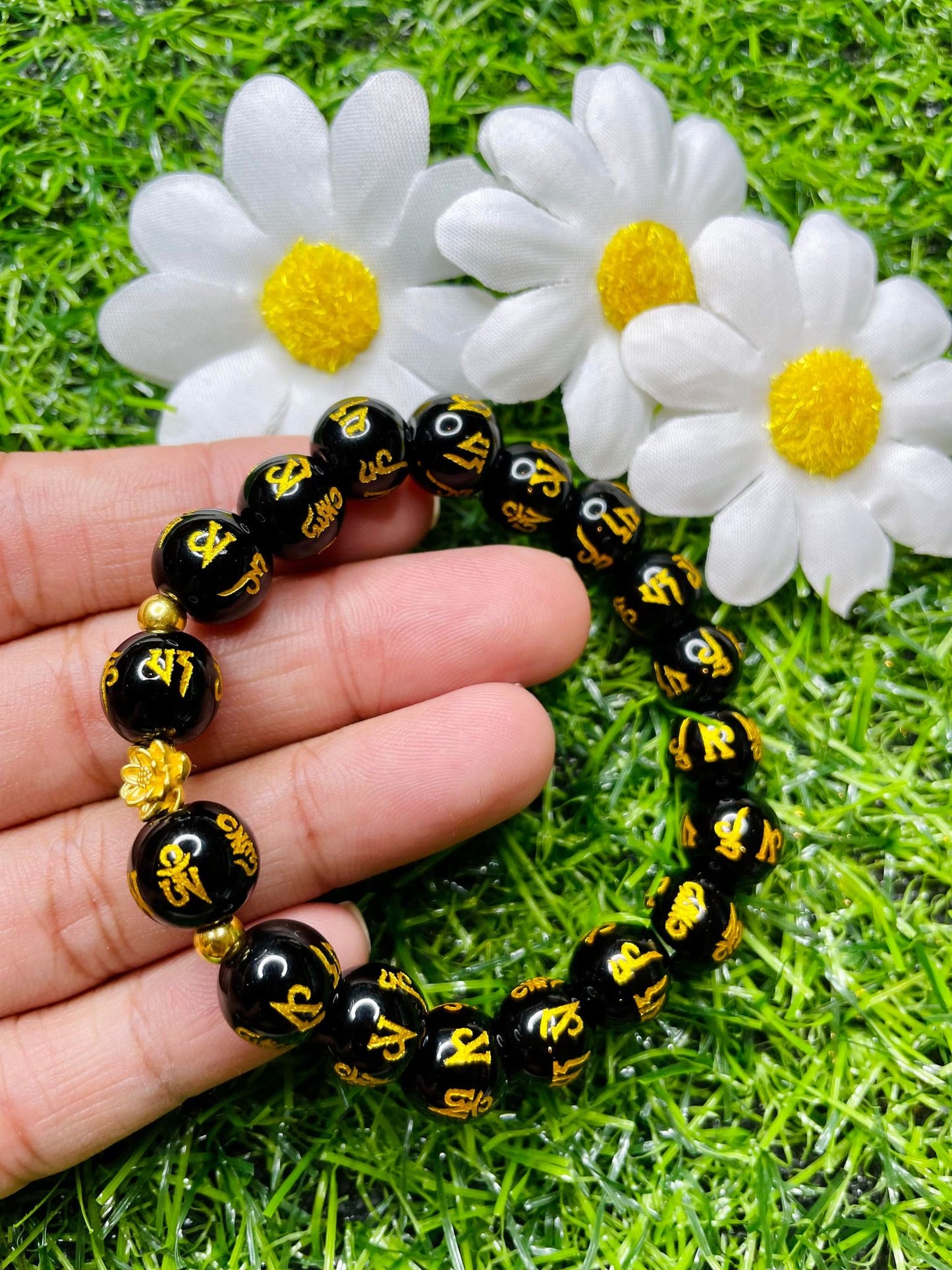 Real 24 karat Pi Yao Gold in Black Obsidian Bracelet