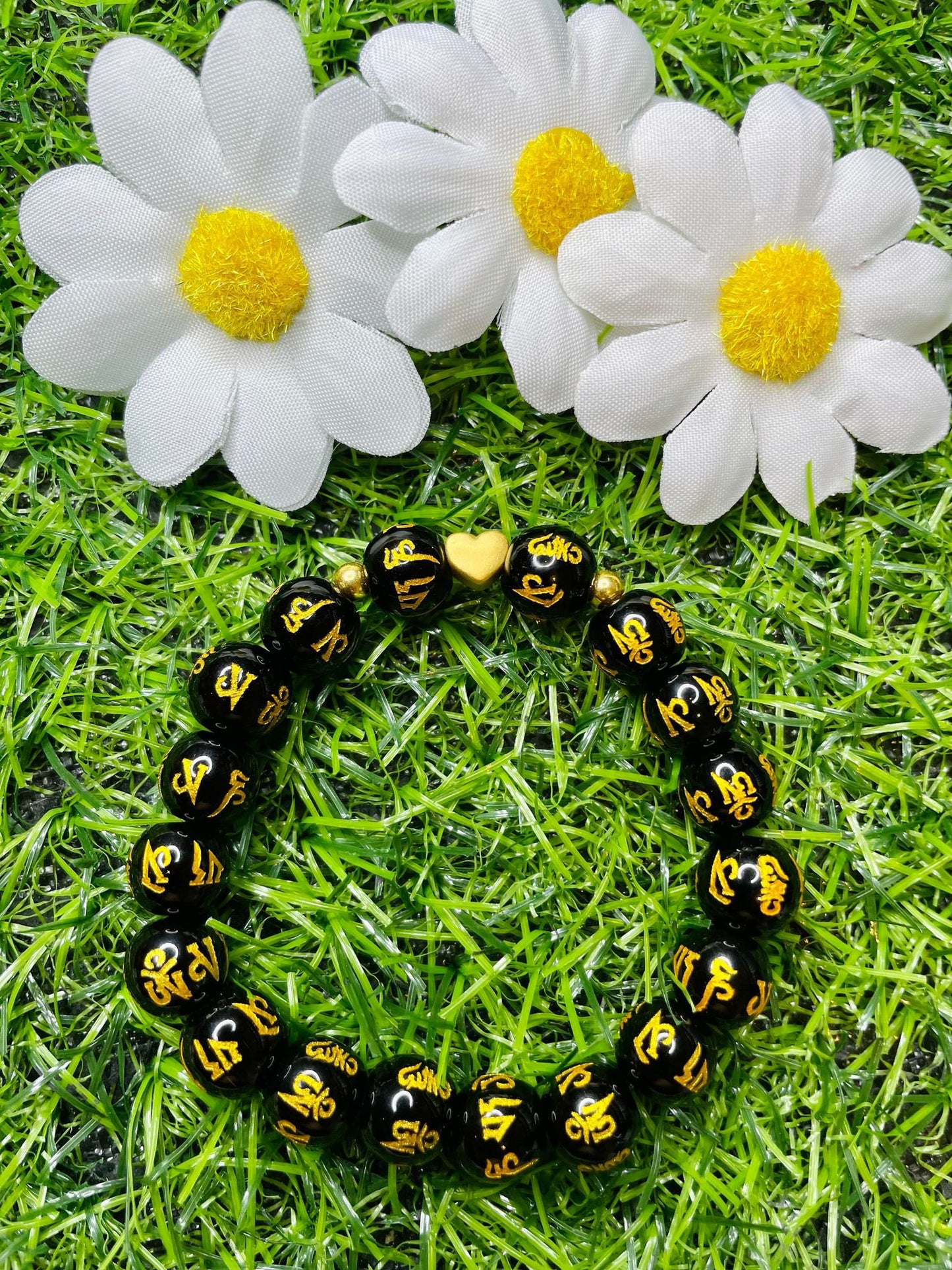 Real 24 karat Pi Yao Gold in Black Obsidian Bracelet