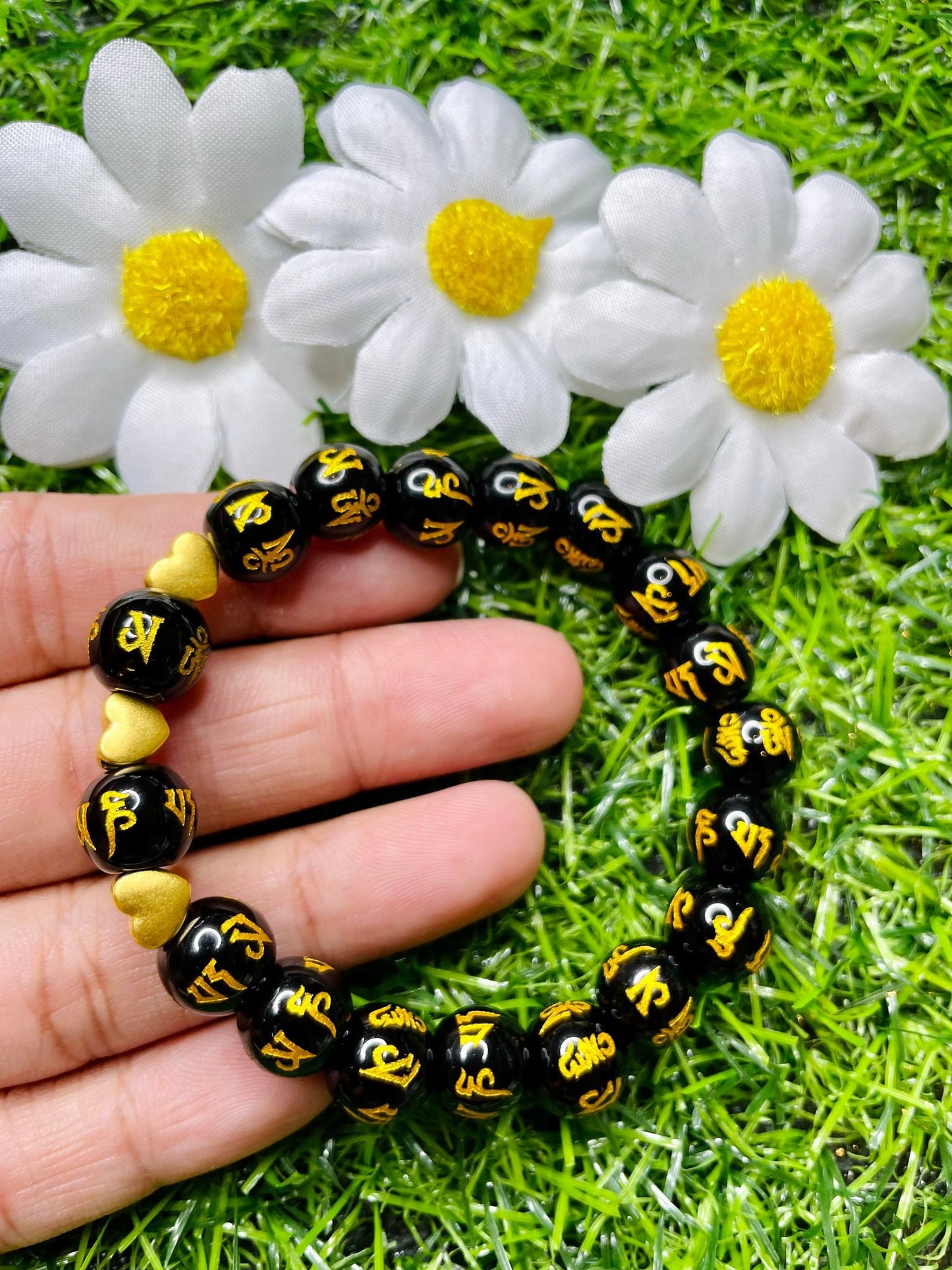 Real 24 karat Pi Yao Gold in Black Obsidian Bracelet