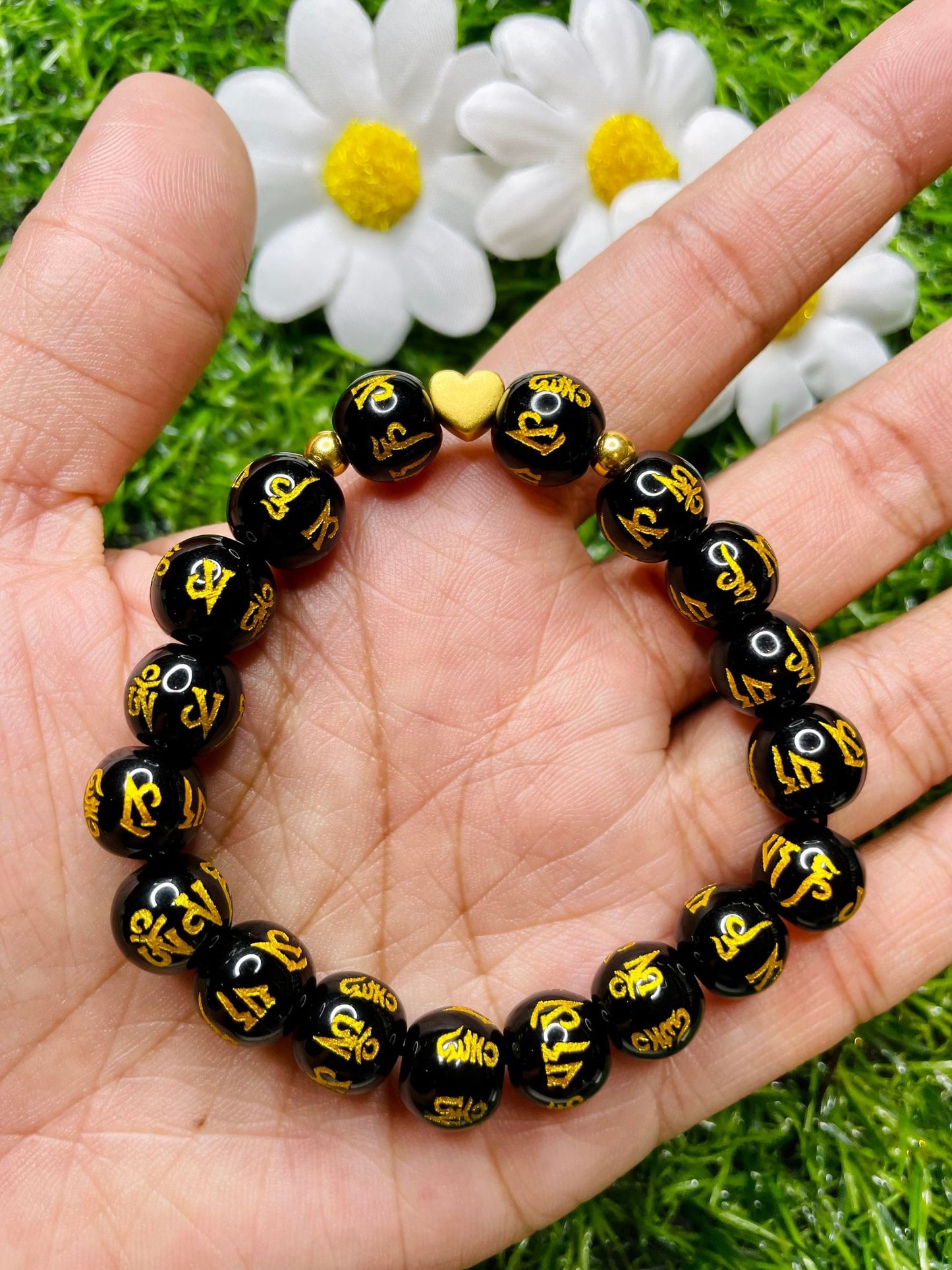 Real 24 karat Pi Yao Gold in Black Obsidian Bracelet