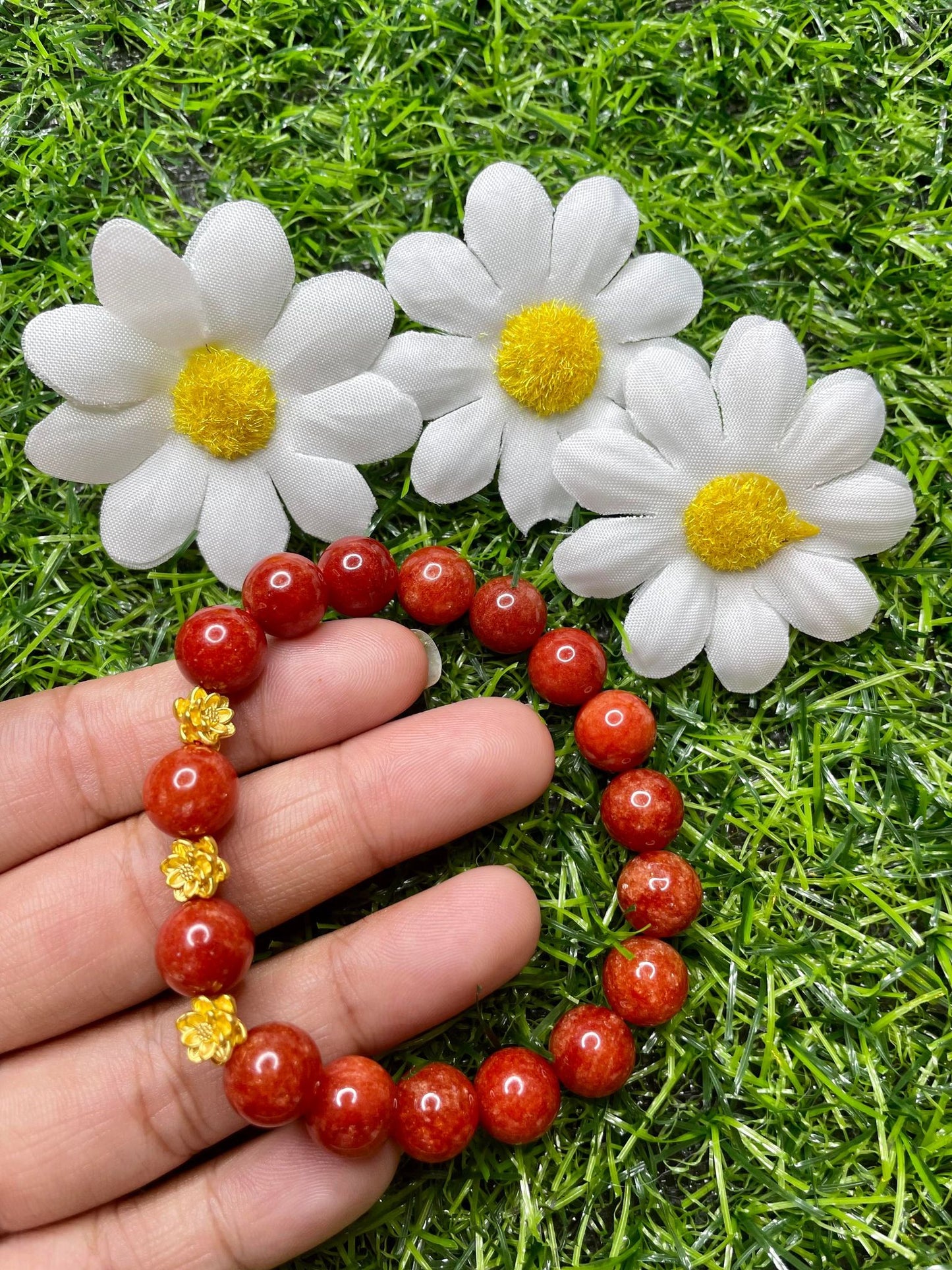 Red Coral in Pure 24K Pi Yao (Pi Xiu) Gold Bracelet