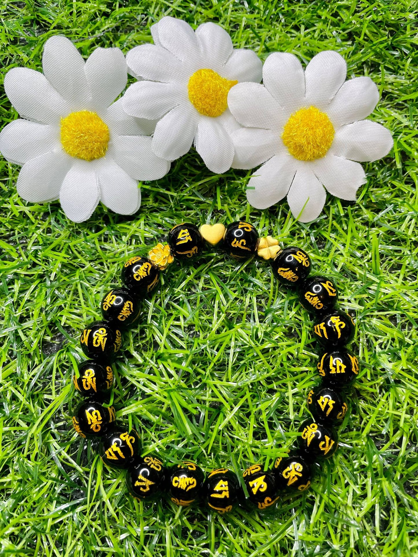 Real 24 karat Pi Yao Gold in Black Obsidian Bracelet