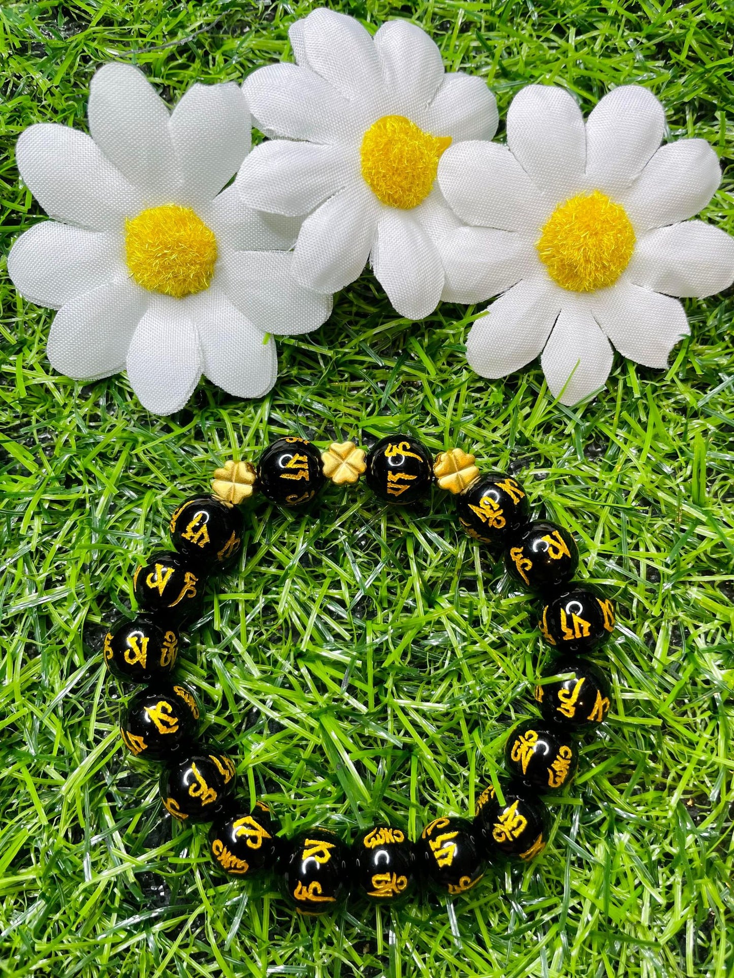 Real 24 karat Pi Yao Gold in Black Obsidian Bracelet