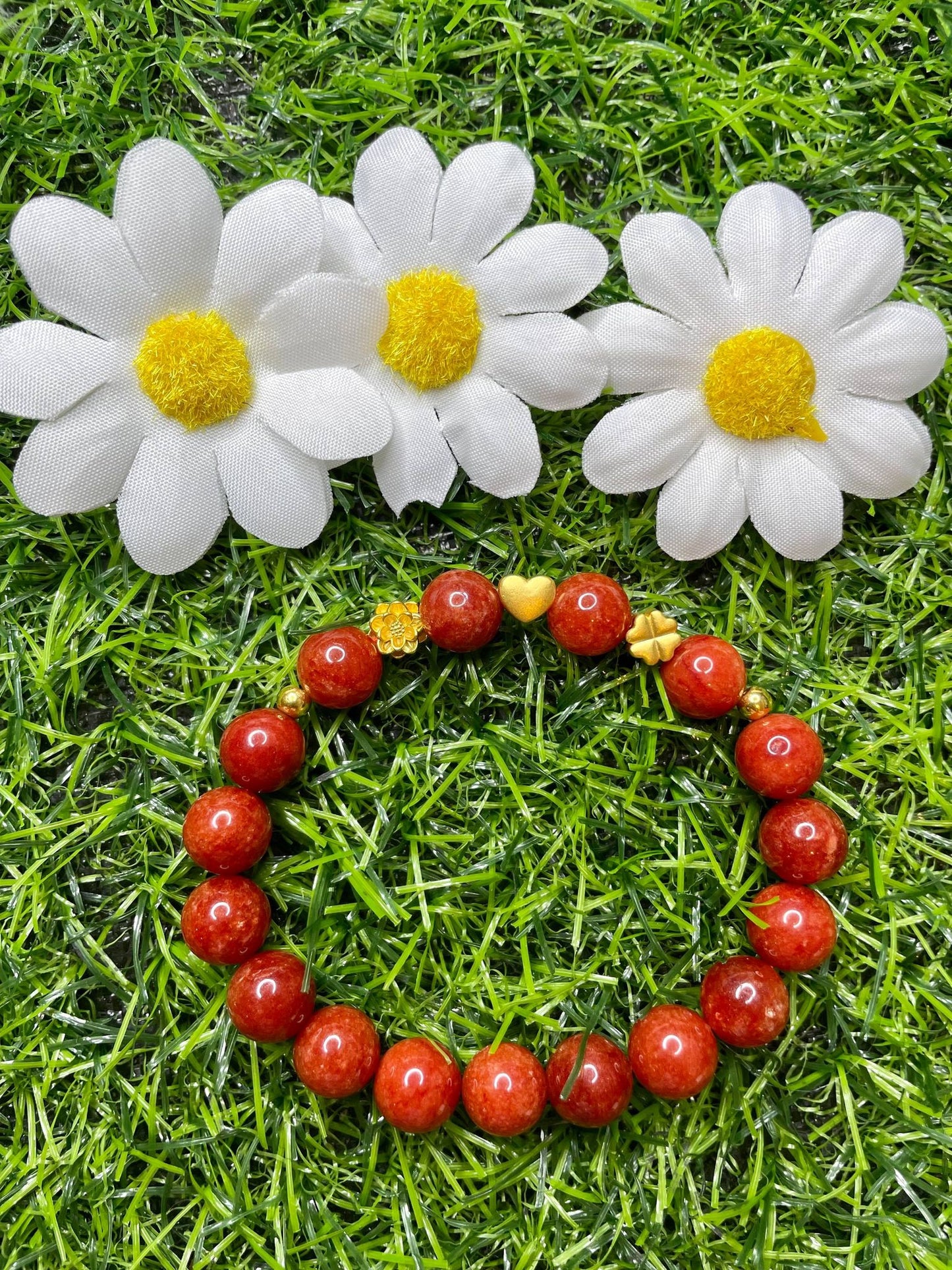 Red Coral in Pure 24K Pi Yao (Pi Xiu) Gold Bracelet