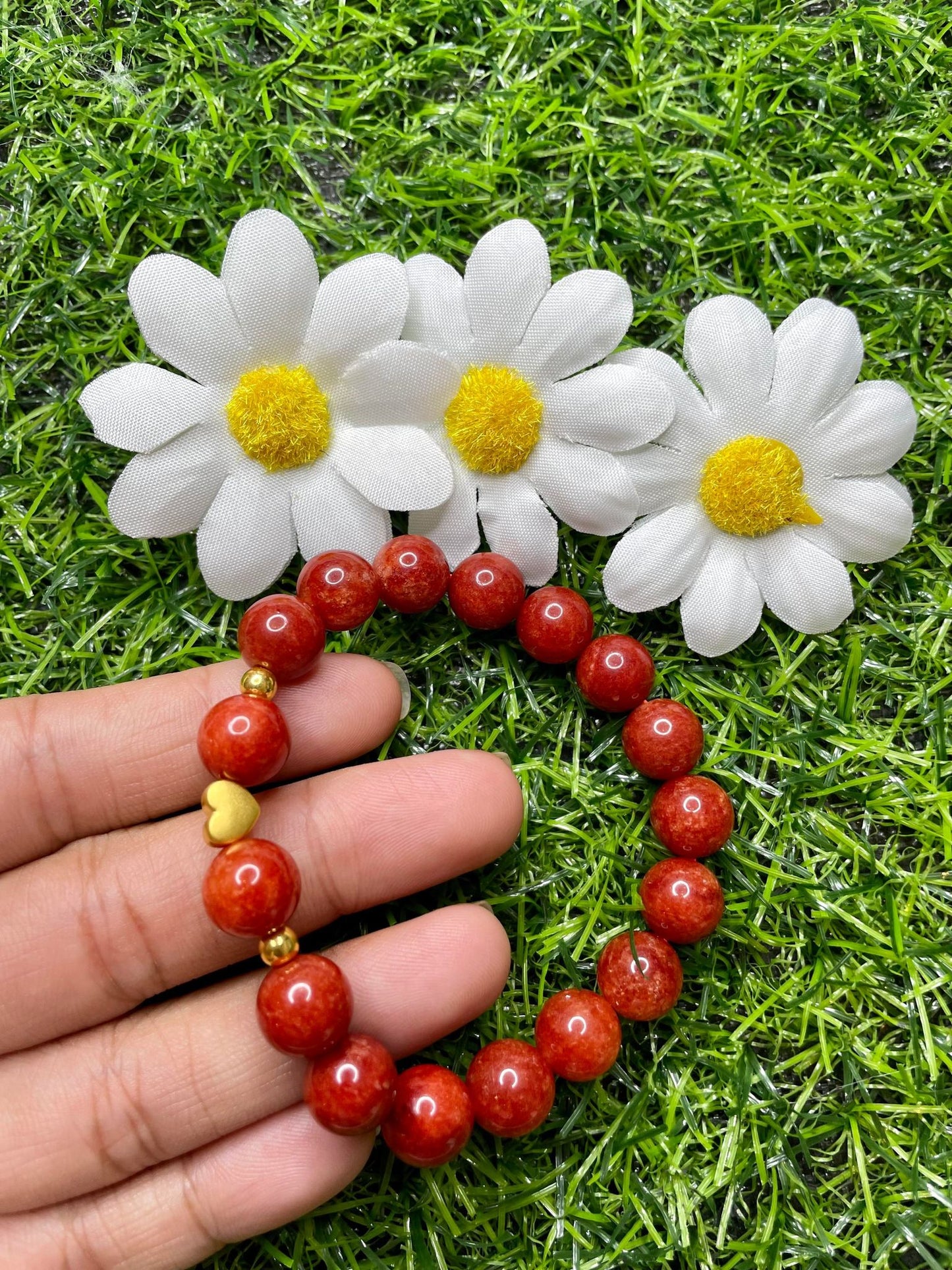 Red Coral in Pure 24K Pi Yao (Pi Xiu) Gold Bracelet