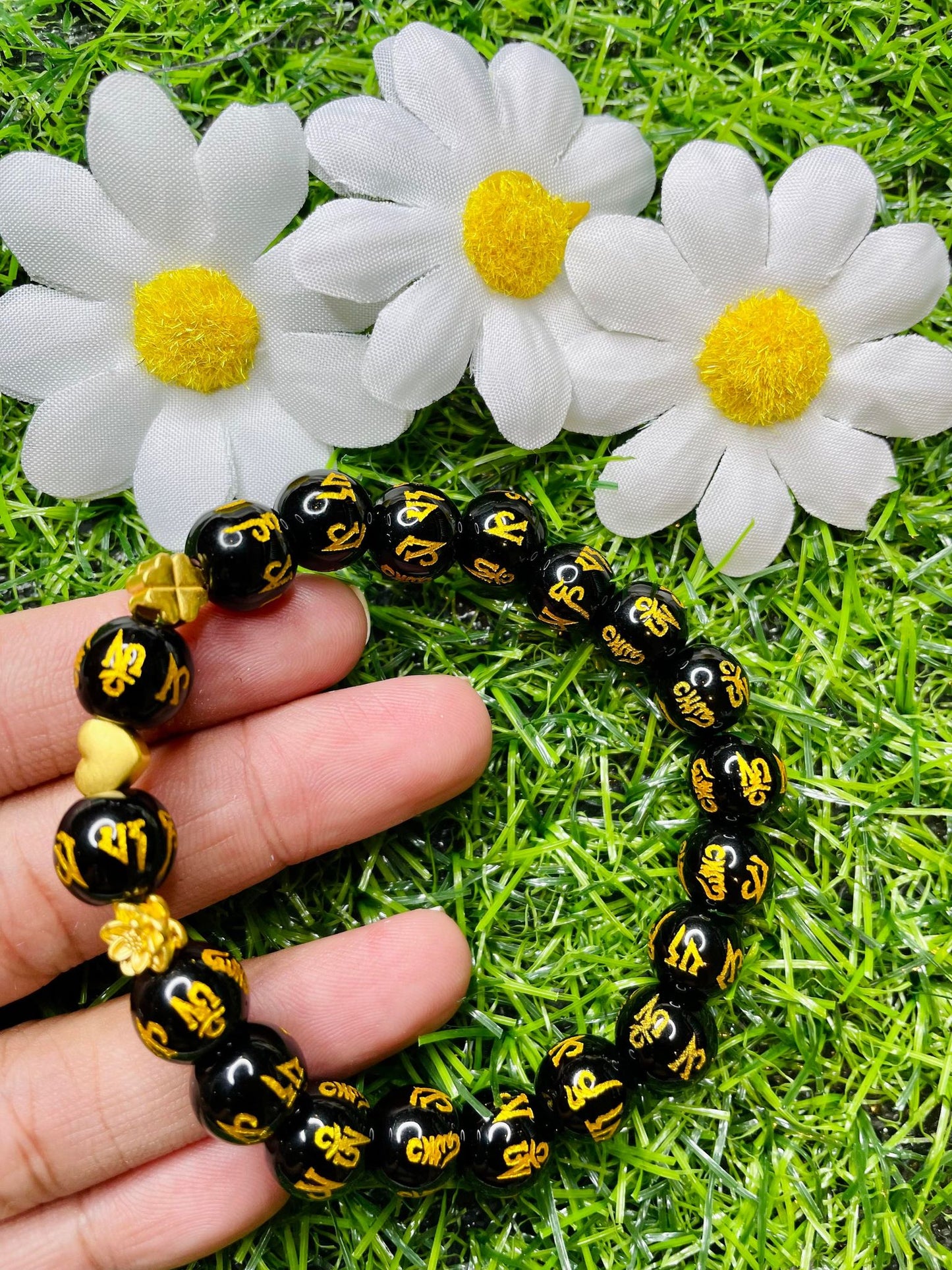 Real 24 karat Pi Yao Gold in Black Obsidian Bracelet