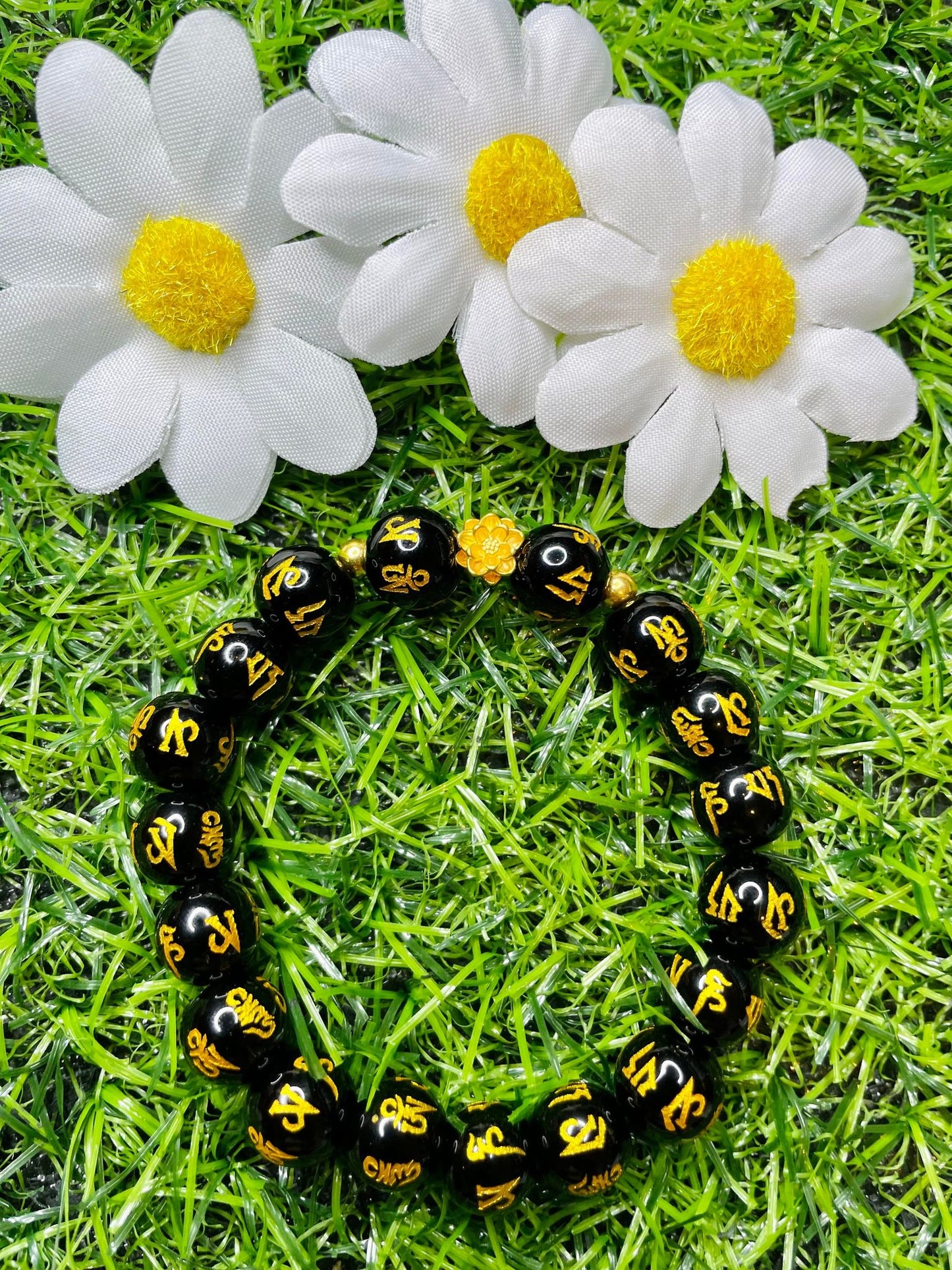 Real 24 karat Pi Yao Gold in Black Obsidian Bracelet