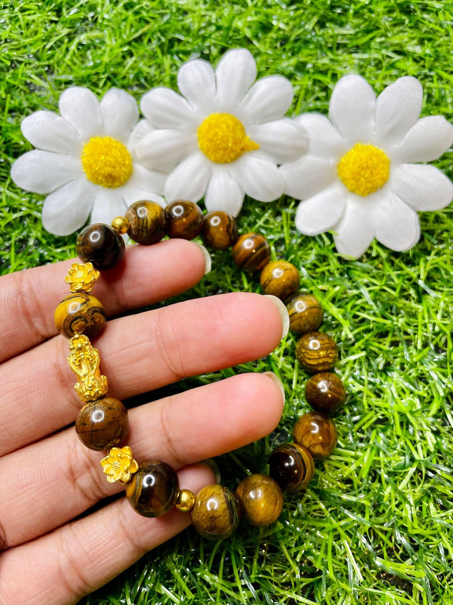 Tiger's Eye in Pure 24k Pi Yao (Pi Xiu) Bracelet
