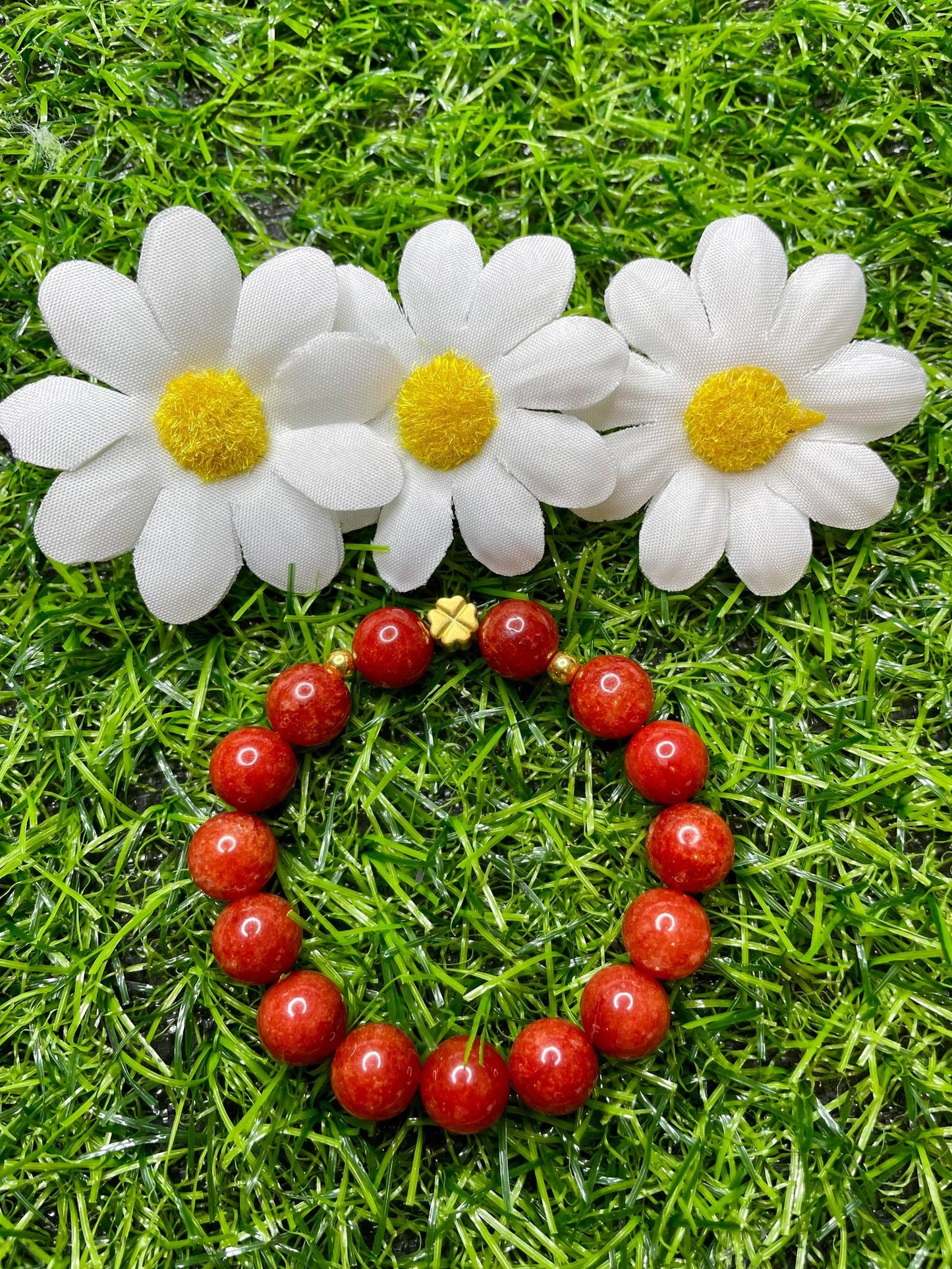 Red Coral in Pure 24K Pi Yao (Pi Xiu) Gold Bracelet