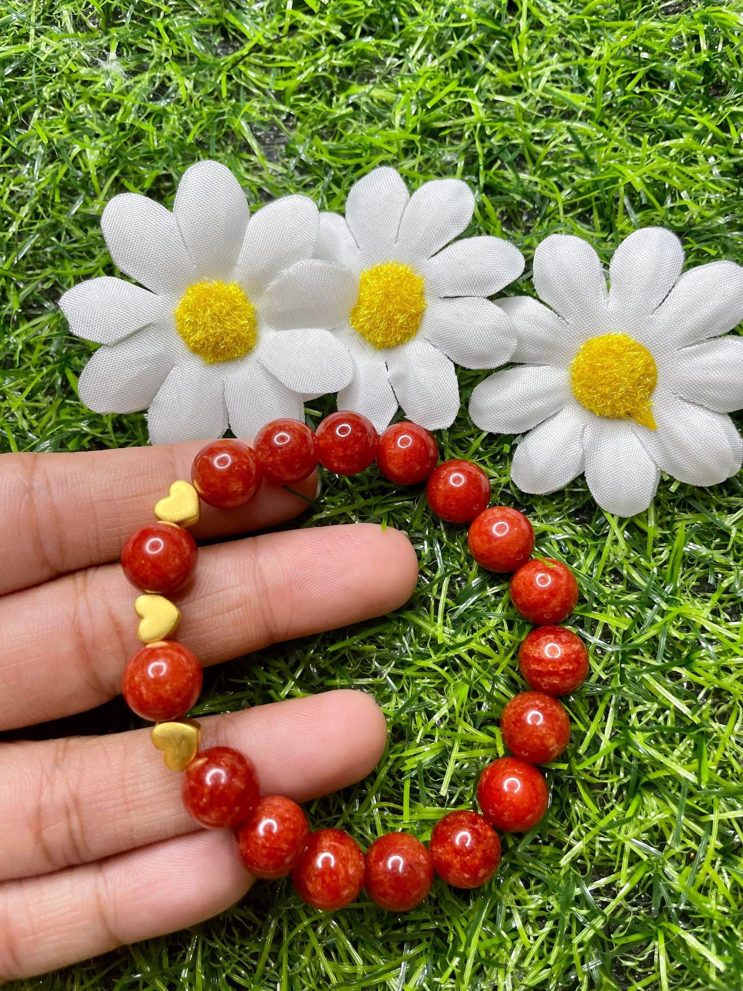 Red Coral in Pure 24K Pi Yao (Pi Xiu) Gold Bracelet