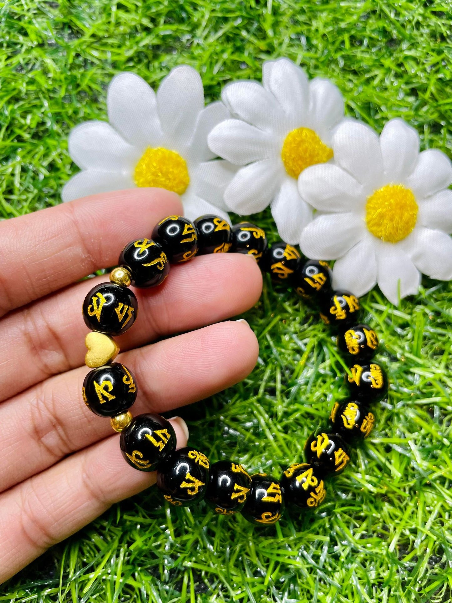 Real 24 karat Pi Yao Gold in Black Obsidian Bracelet