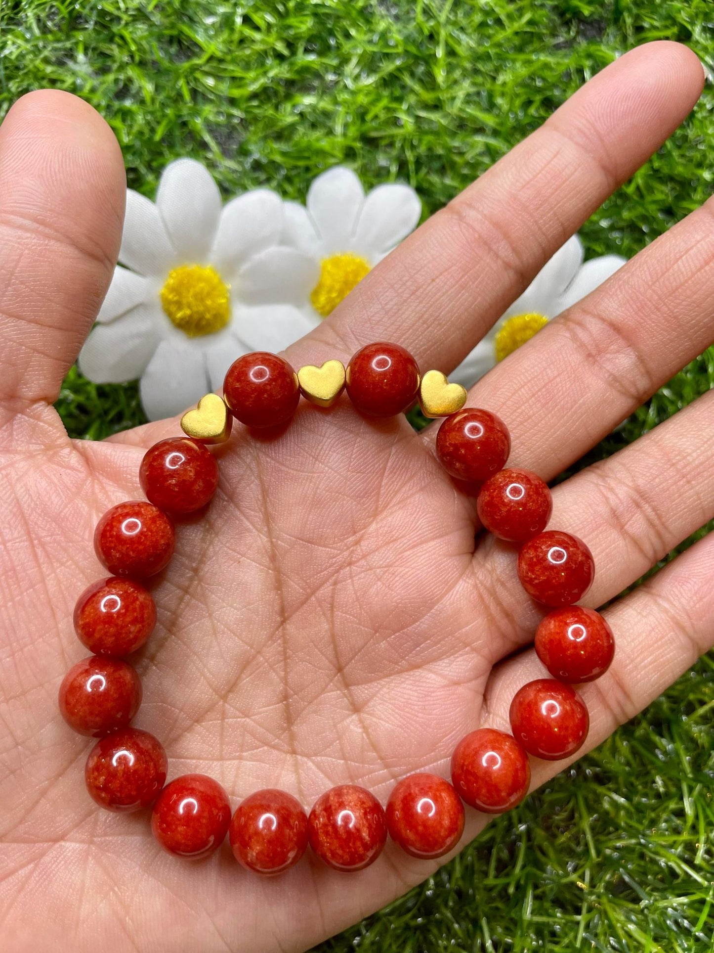 Red Coral in Pure 24K Pi Yao (Pi Xiu) Gold Bracelet
