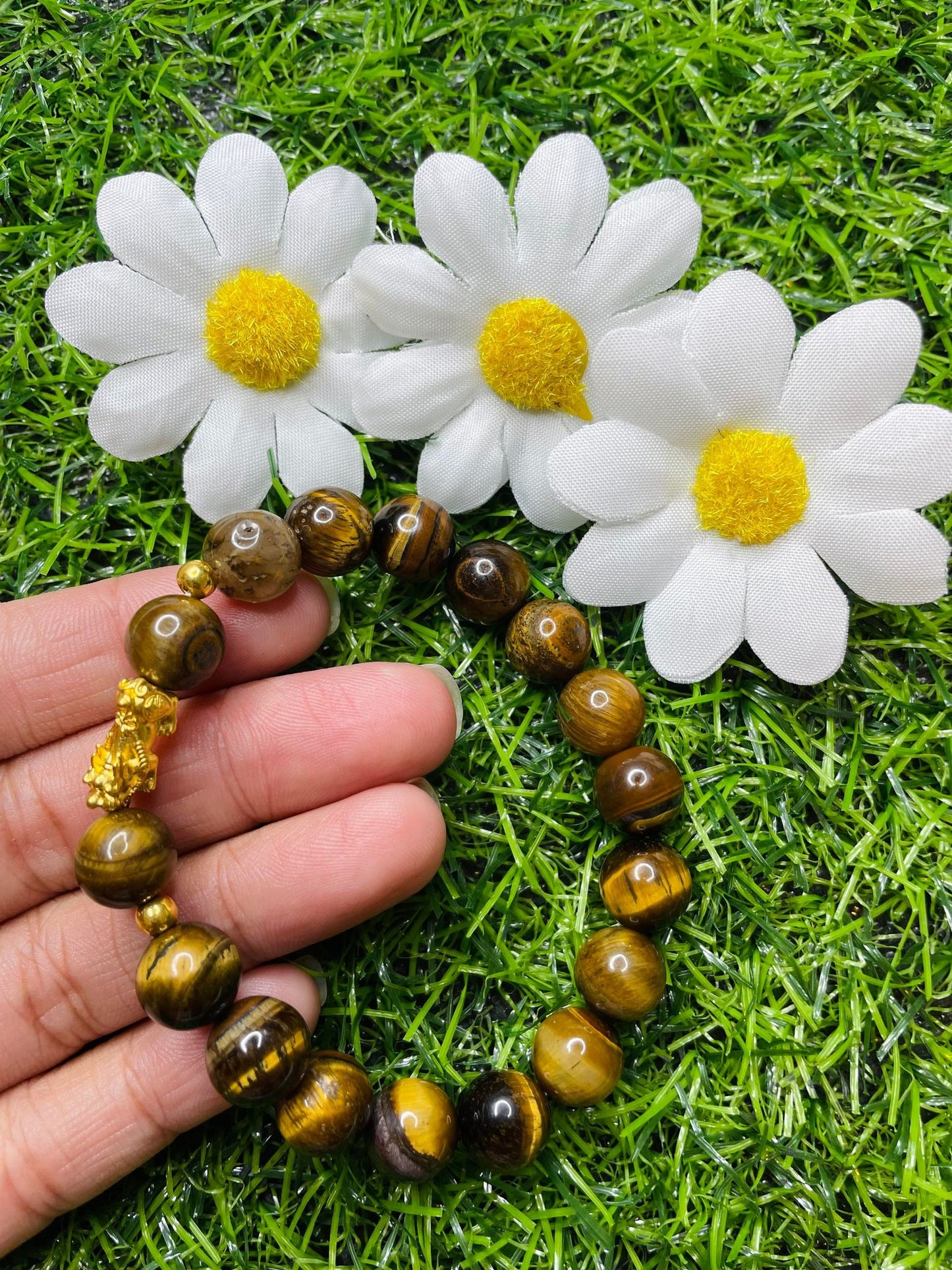 Tiger's Eye in Pure 24k Pi Yao (Pi Xiu) Bracelet