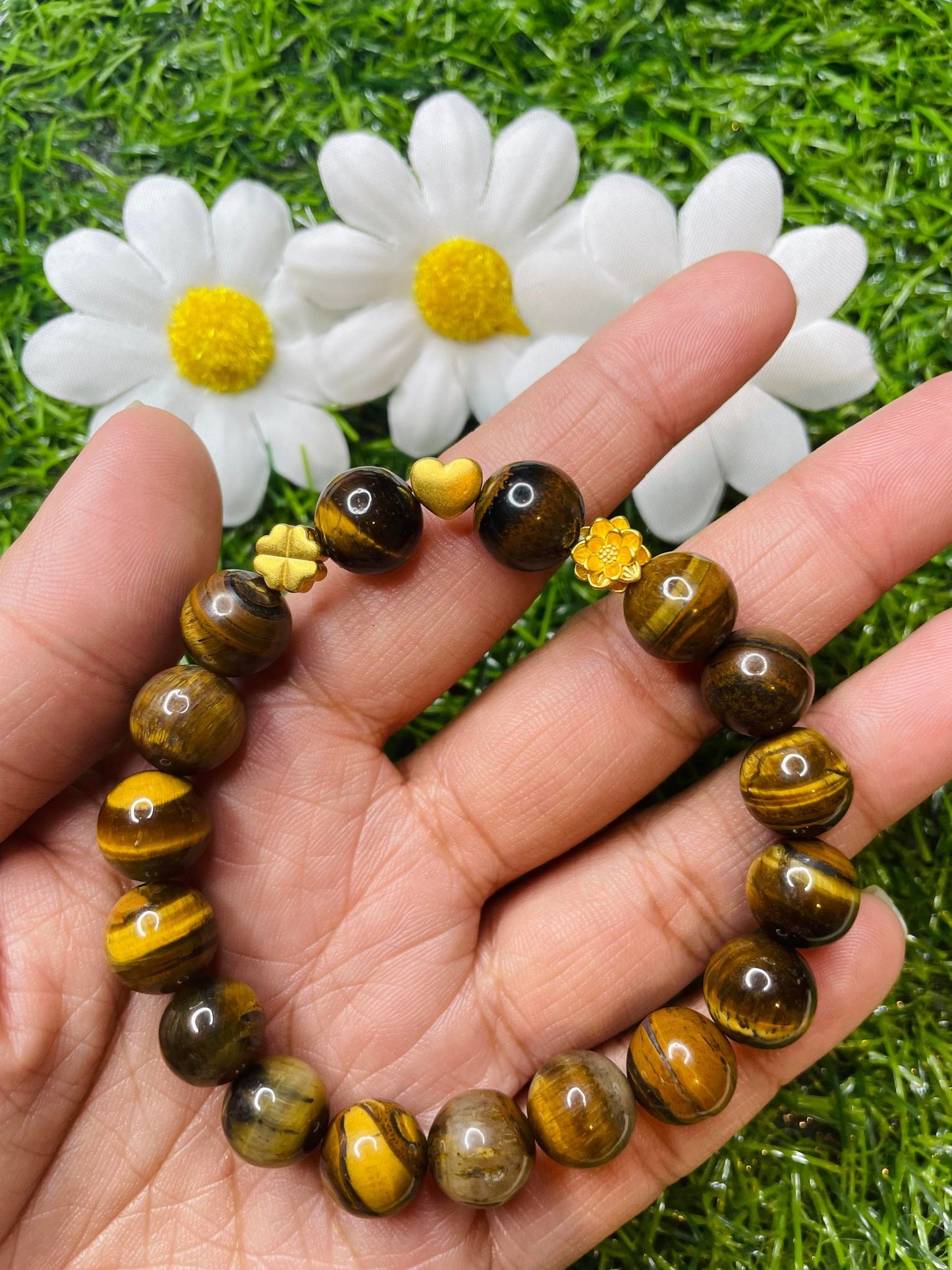 Tiger's Eye in Pure 24k Pi Yao (Pi Xiu) Bracelet