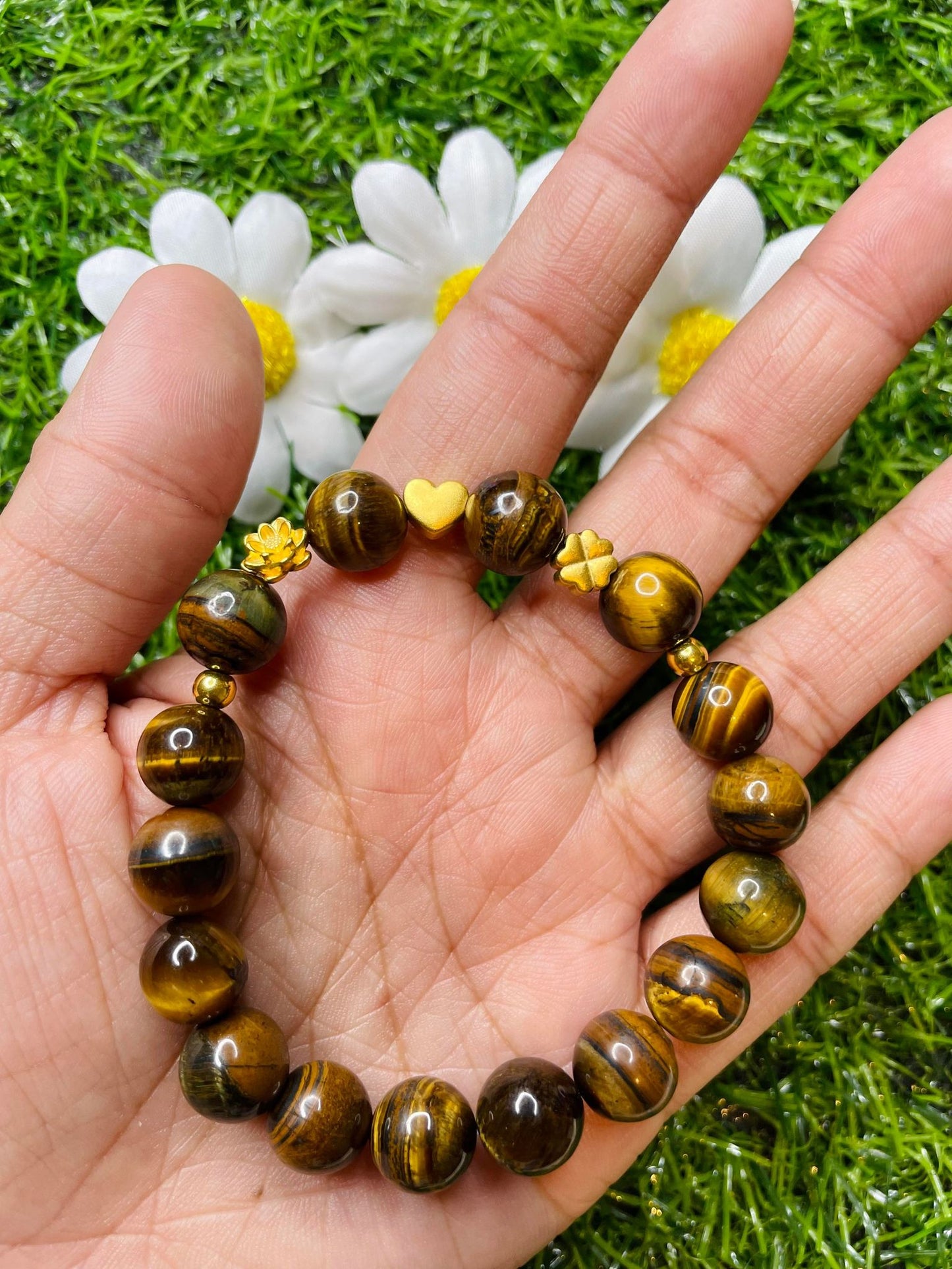 Tiger's Eye in Pure 24k Pi Yao (Pi Xiu) Bracelet