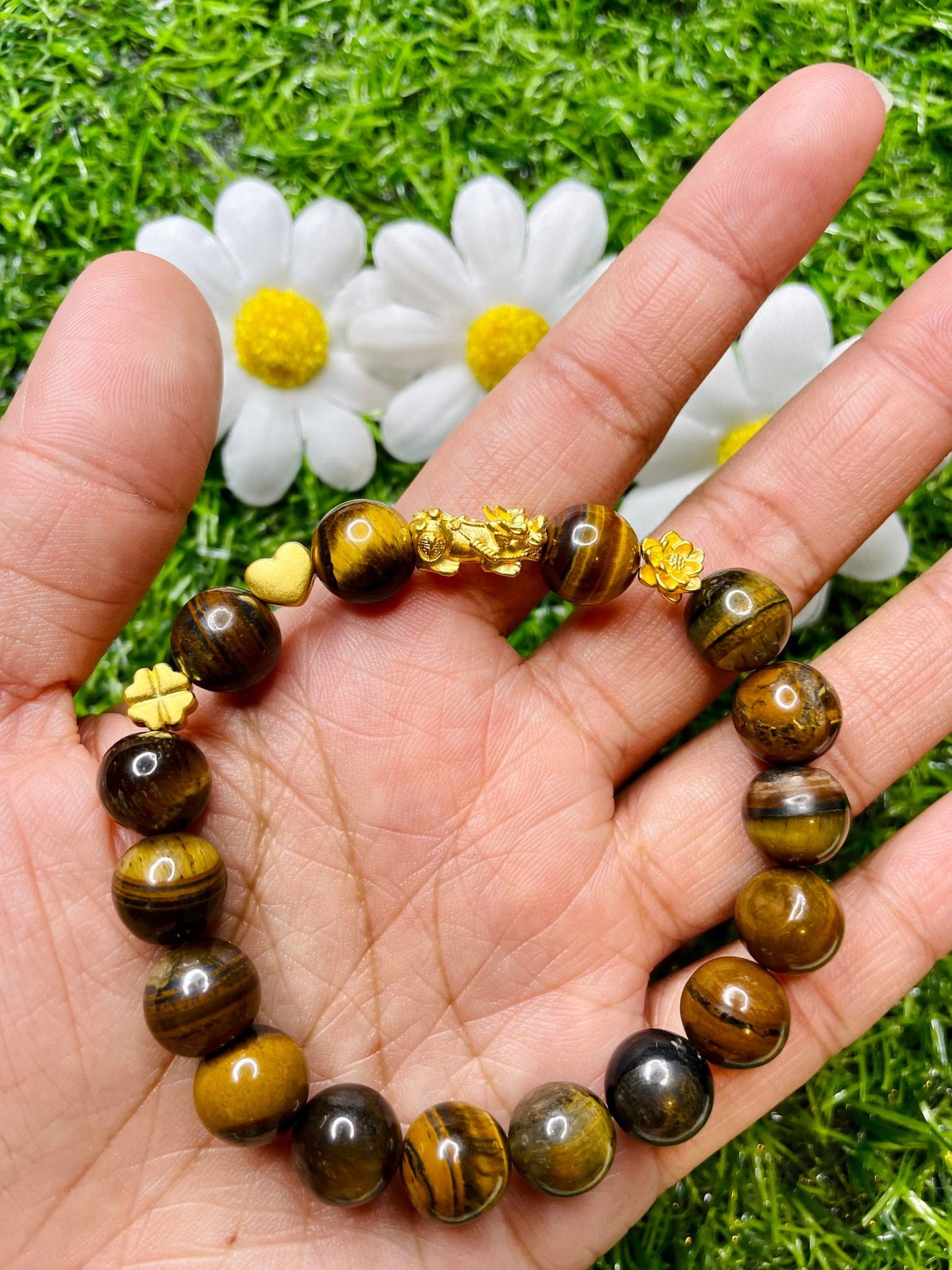 Tiger's Eye in Pure 24k Pi Yao (Pi Xiu) Bracelet