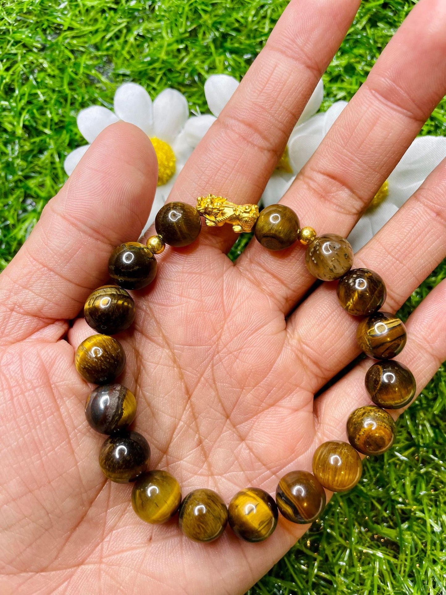 Tiger's Eye in Pure 24k Pi Yao (Pi Xiu) Bracelet